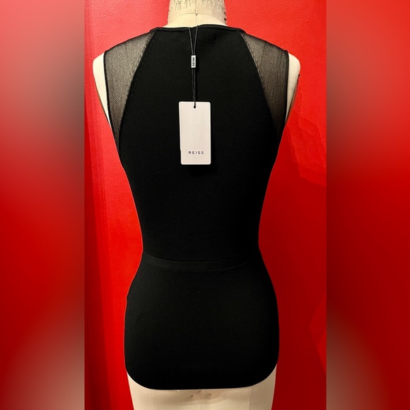Reiss “Anabel” Sheer Detail Sleeveless Asymmetrical Peplum Waist Top In Black S - Picture 9 of 13